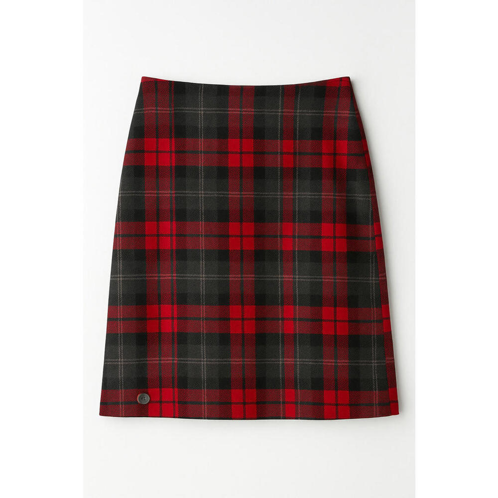Chelsea Cambell Women's Wool‎ Blend Wrap Skirt 14P Red Plaid Lined Holiday